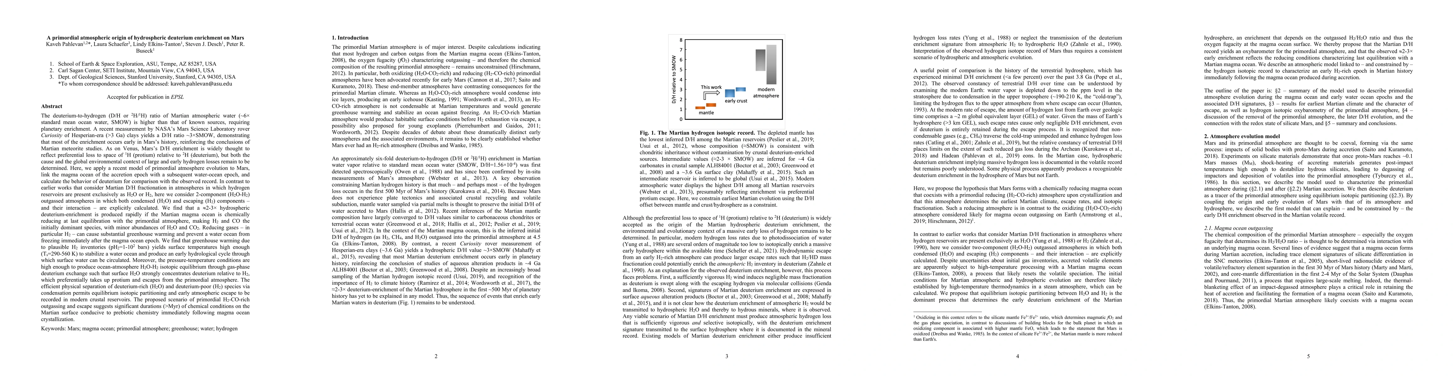 Thumbnail for A primordial atmospheric origin of hydrospheric deuterium enrichment on
  Mars