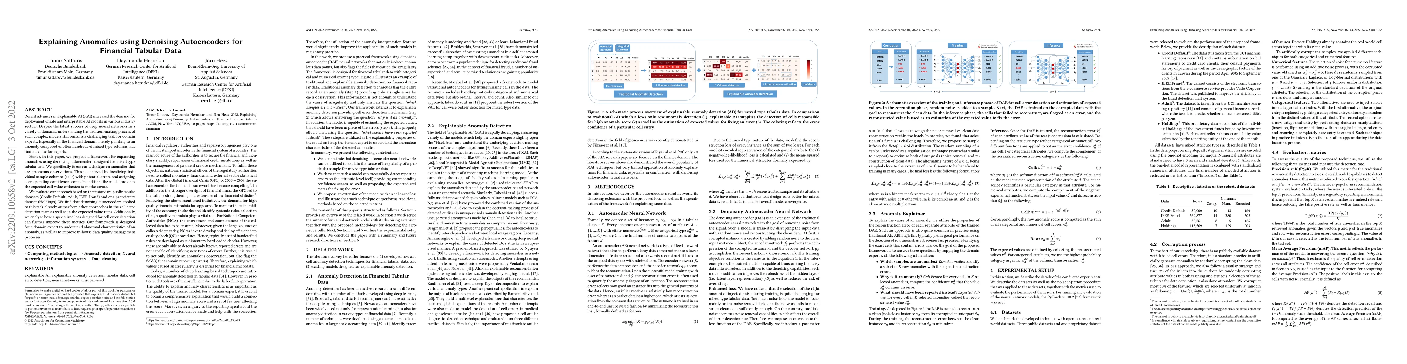 Thumbnail for Explaining Anomalies using Denoising Autoencoders for Financial Tabular
  Data