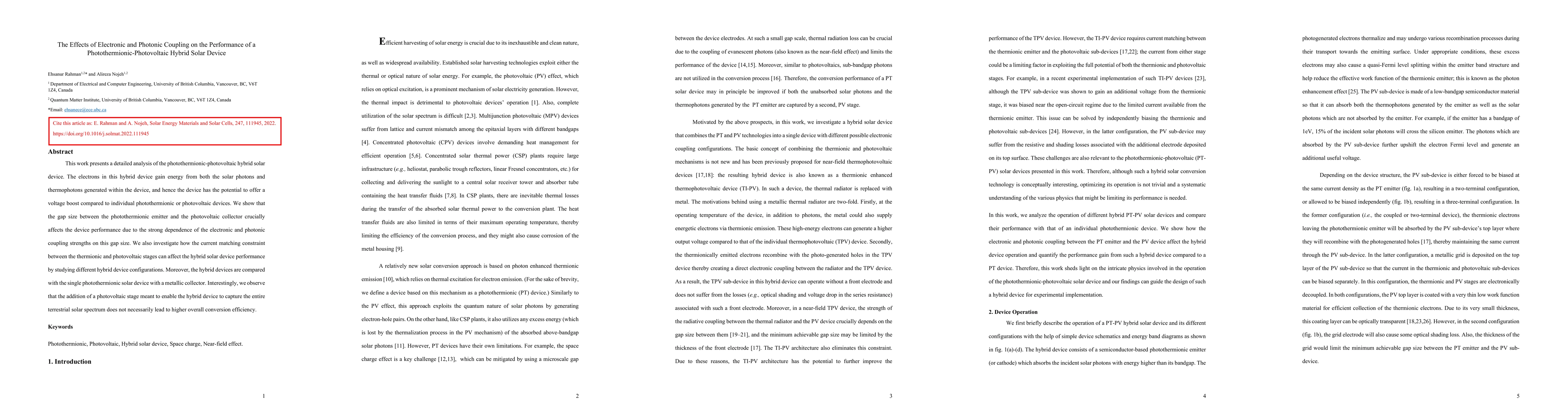 Thumbnail for The Effects of Electronic and Photonic Coupling on the Performance of a
  Photothermionic-Photovoltaic Hybrid Solar Device