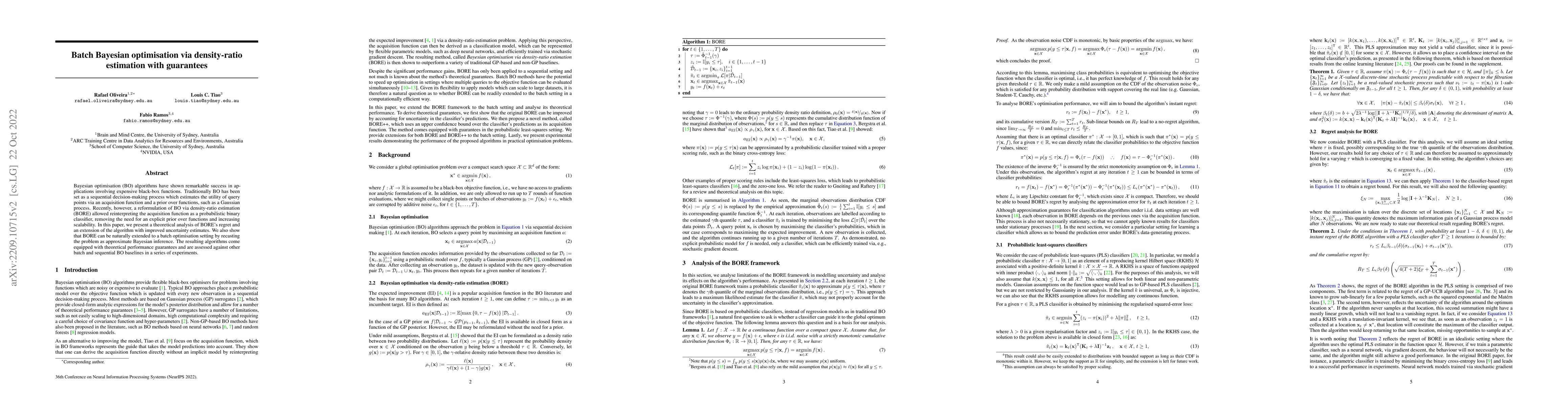 Thumbnail for Batch Bayesian optimisation via density-ratio estimation with guarantees