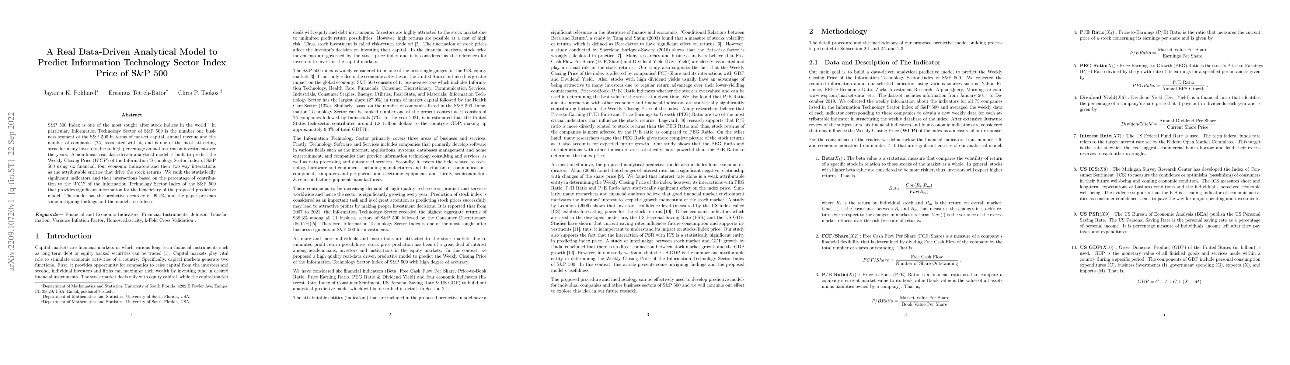 Thumbnail for A Real Data-Driven Analytical Model to Predict Information Technology
  Sector Index Price of S&P 500