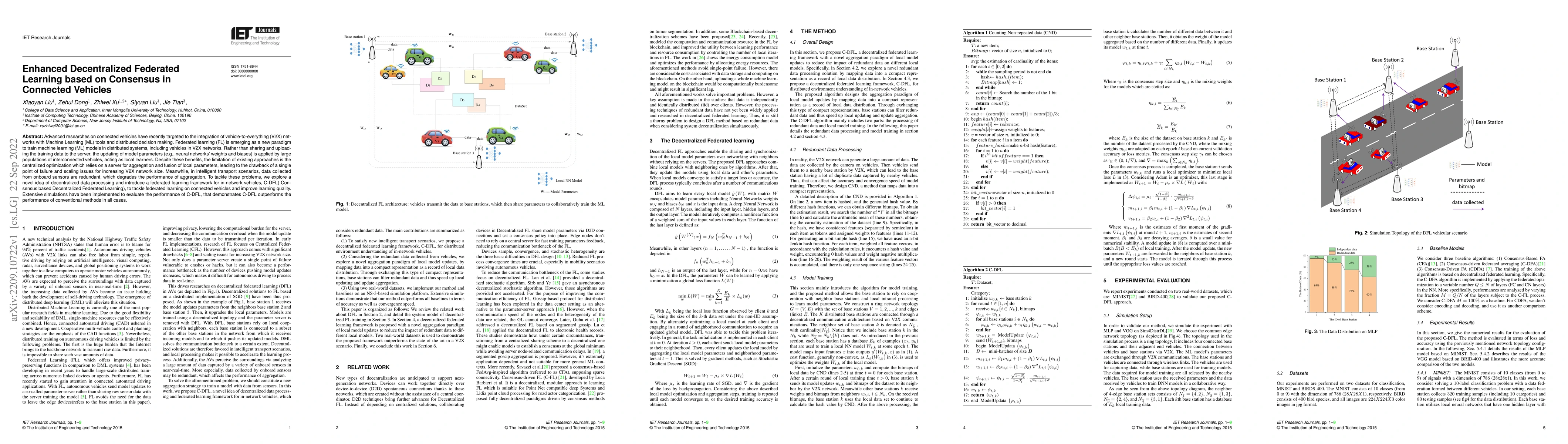 Thumbnail for Enhanced Decentralized Federated Learning based on Consensus in
  Connected Vehicles