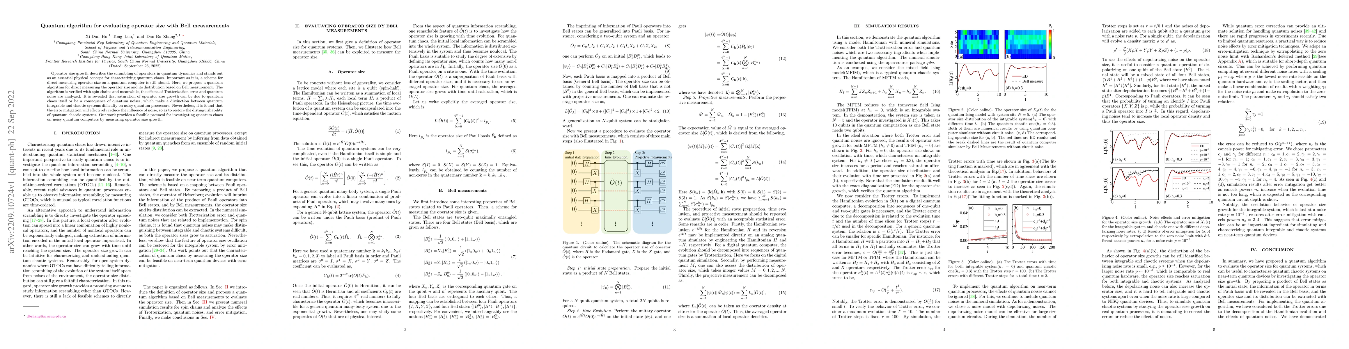 Thumbnail for Quantum algorithm for evaluating operator size with Bell measurements