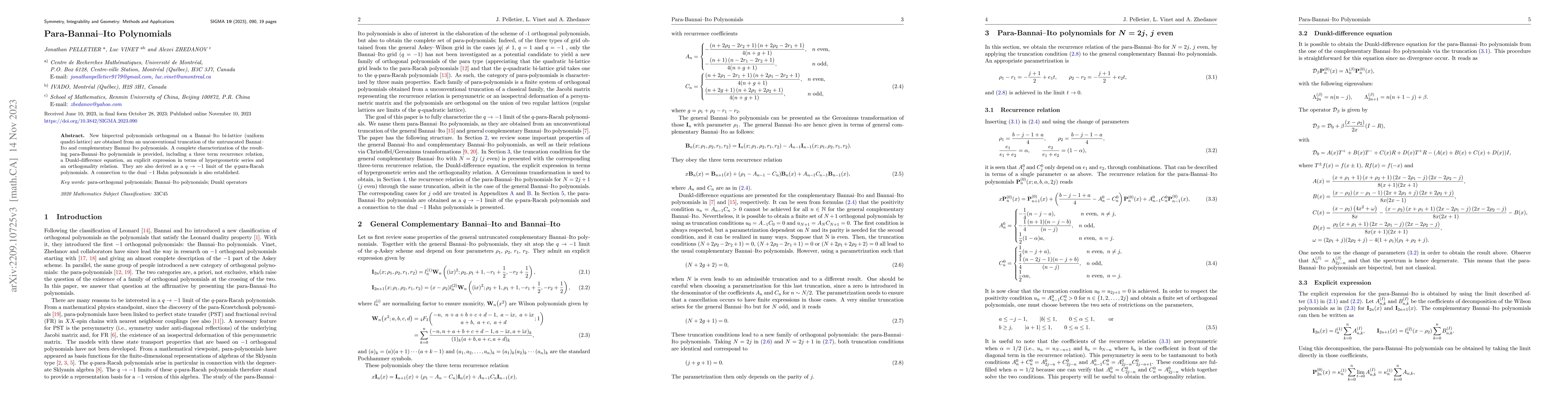 Thumbnail for Para-Bannai-Ito Polynomials