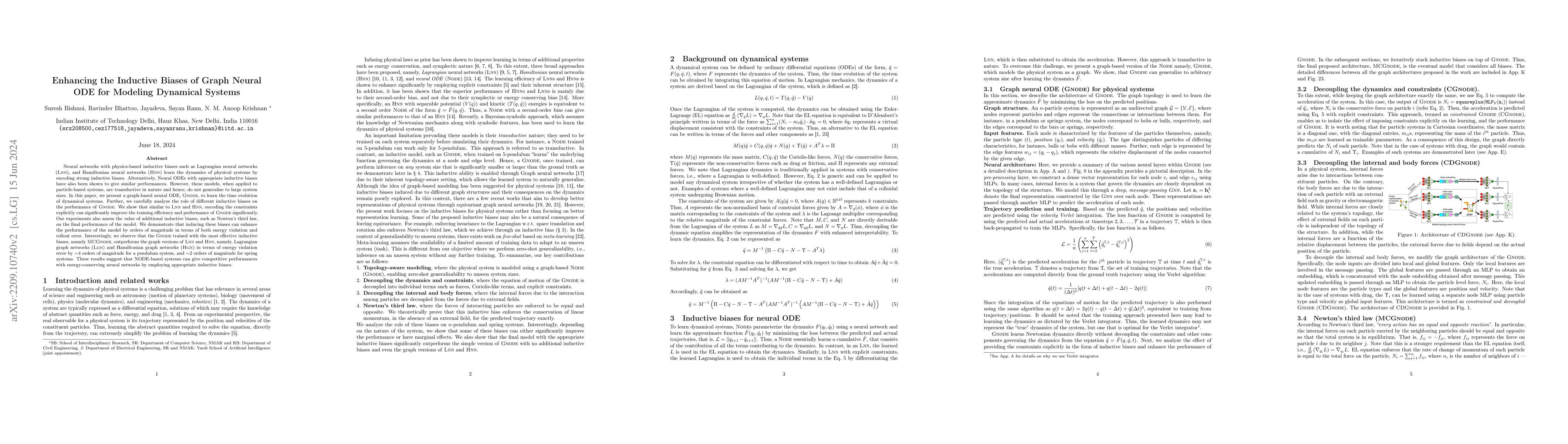 Thumbnail for Enhancing the Inductive Biases of Graph Neural ODE for Modeling
  Dynamical Systems