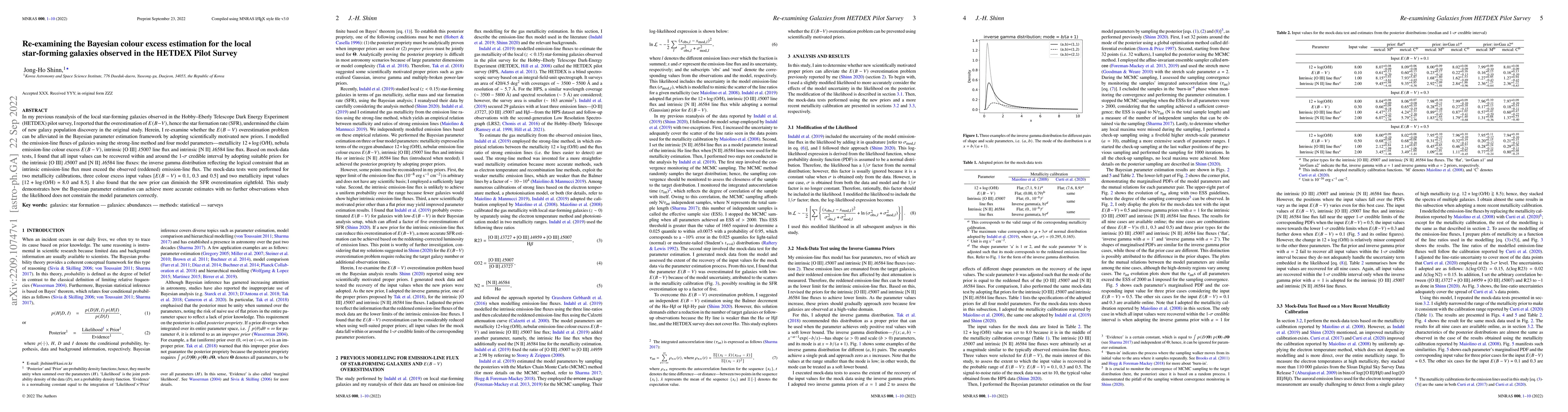 Thumbnail for Re-examining the Bayesian colour excess estimation for the local
  star-forming galaxies observed in the HETDEX Pilot Survey