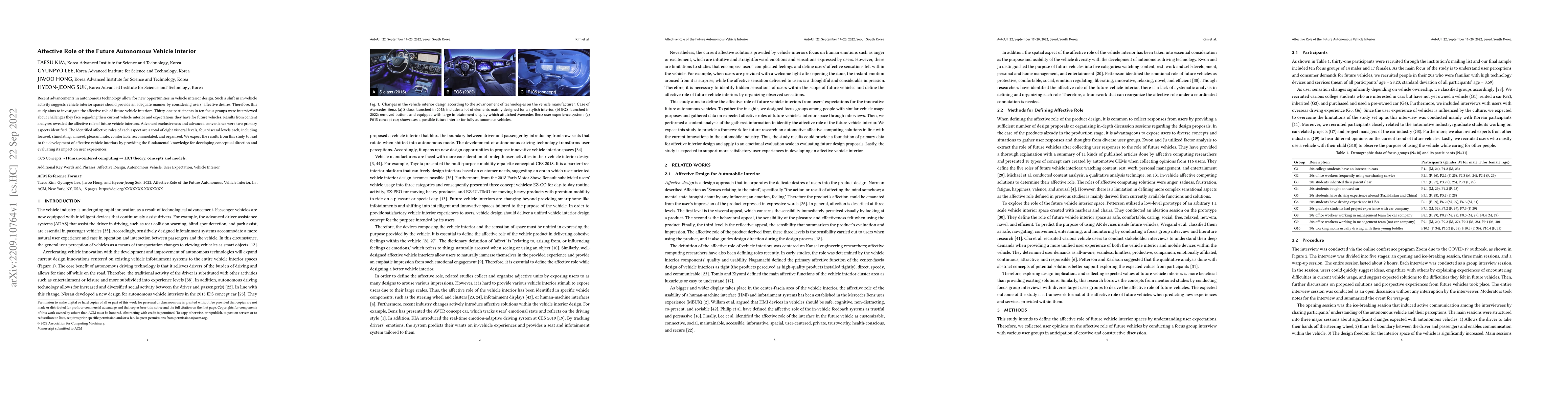 Thumbnail for Affective Role of the Future Autonomous Vehicle Interior