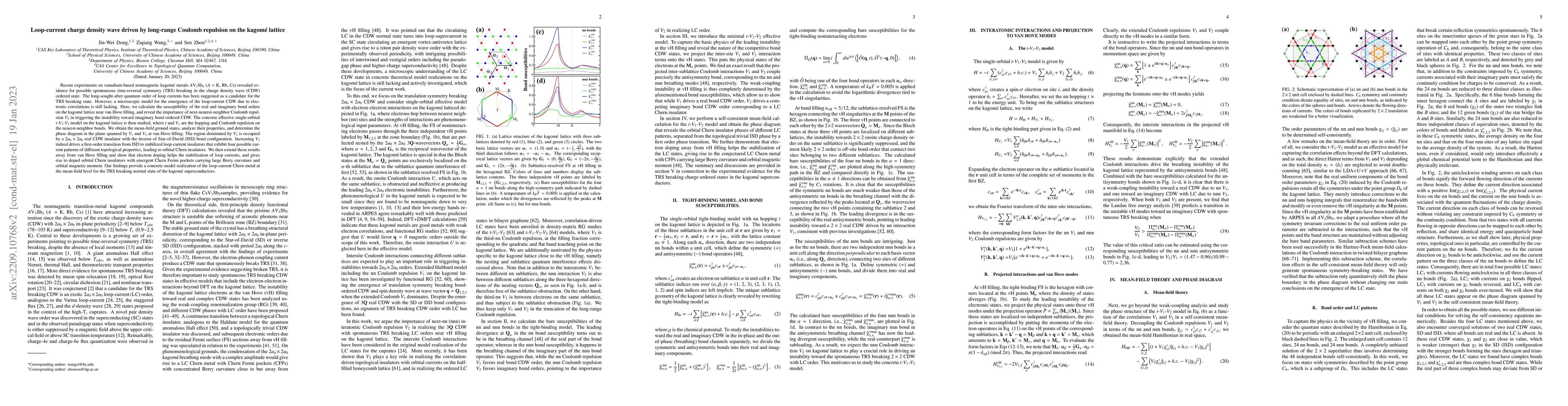 Thumbnail for Loop-current charge density wave driven by long-range Coulomb repulsion
  on the kagome lattice