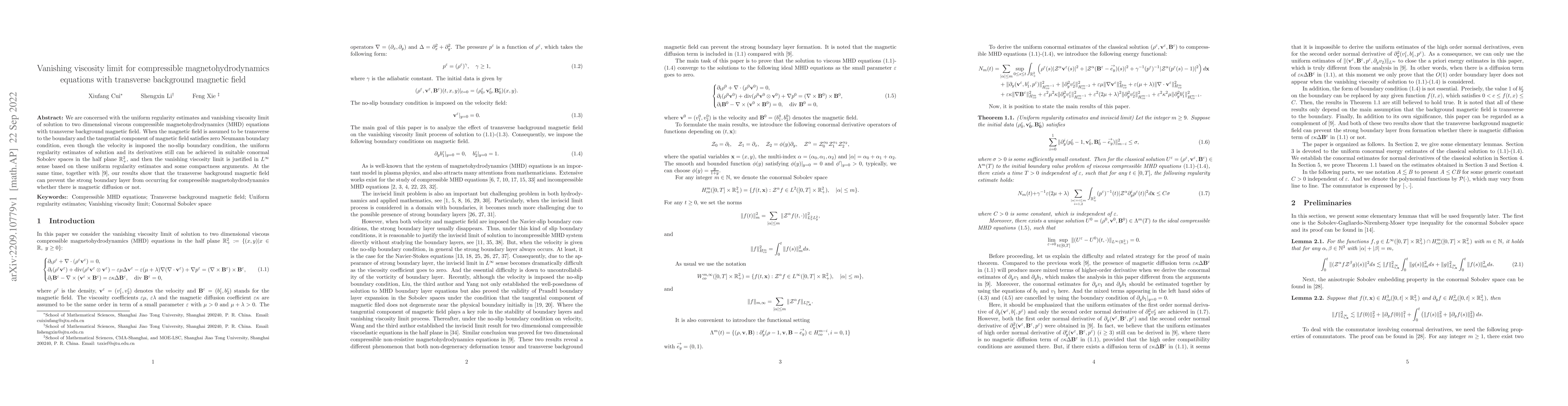 Thumbnail for Vanishing viscosity limit for compressible magnetohydrodynamics
  equations with transverse background magnetic field