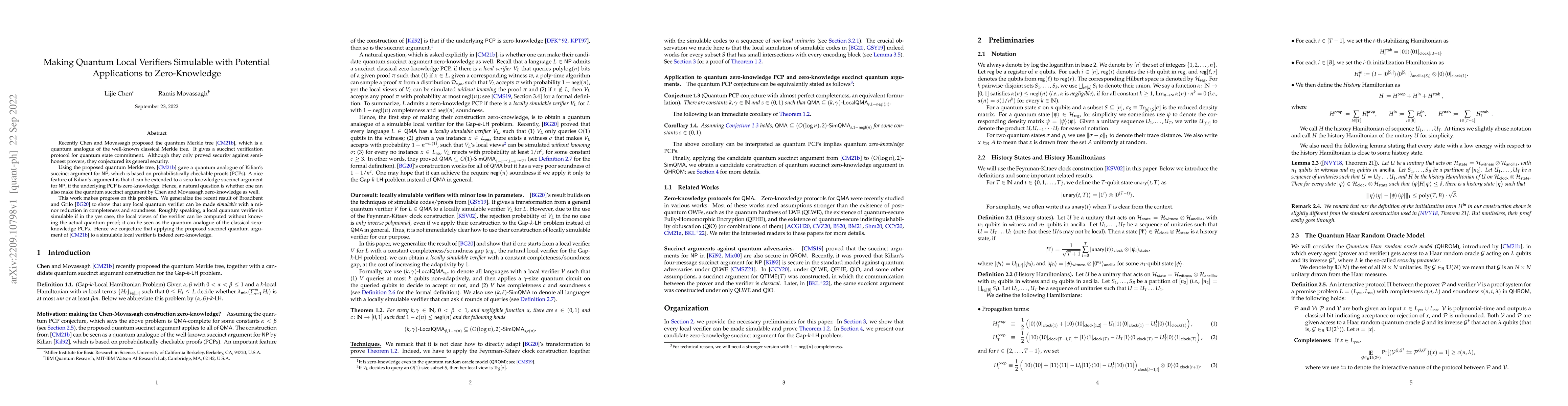 Thumbnail for Making Quantum Local Verifiers Simulable with Potential Applications to
  Zero-Knowledge