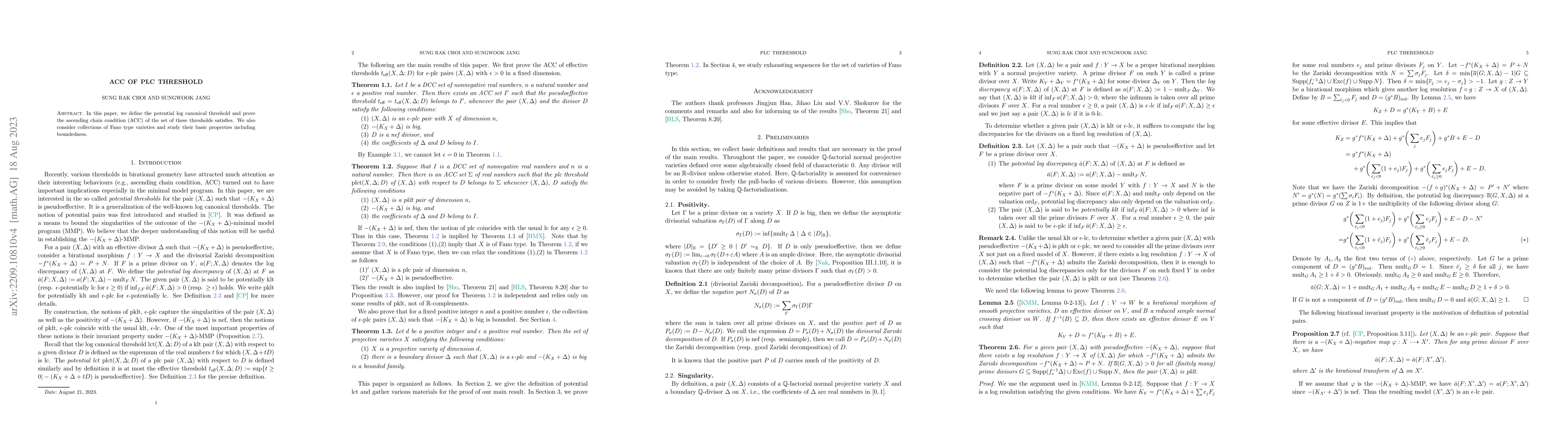 Thumbnail for ACC of plc thresholds