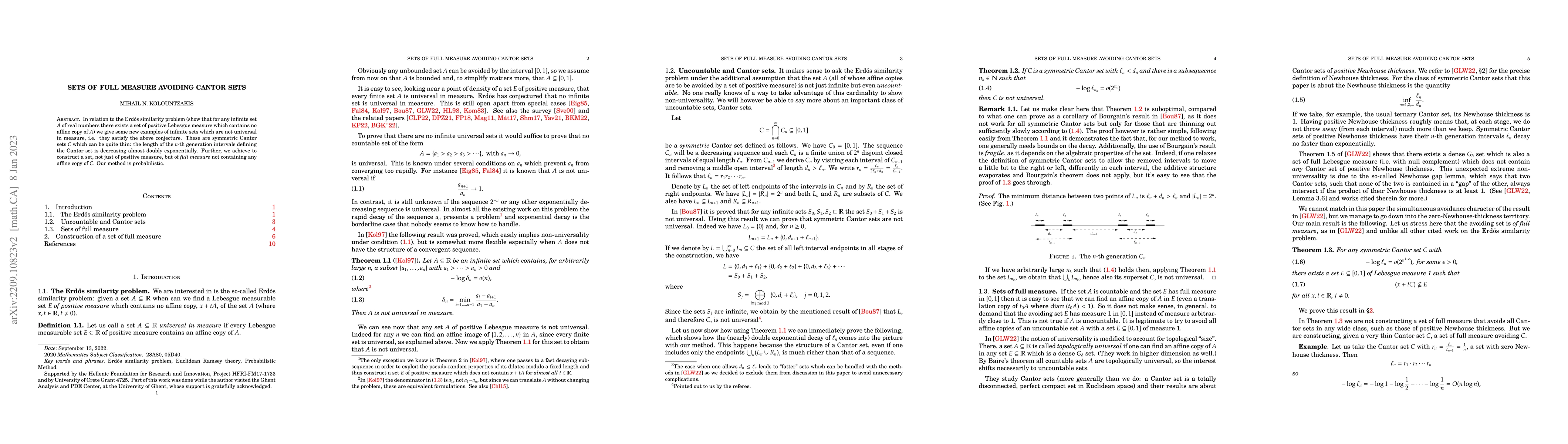 Thumbnail for Sets of full measure avoiding Cantor sets