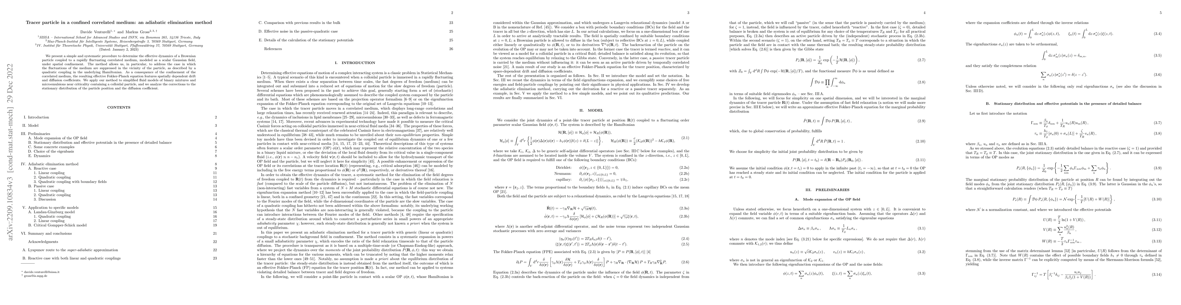 Thumbnail for Tracer particle in a confined correlated medium: an adiabatic
  elimination method