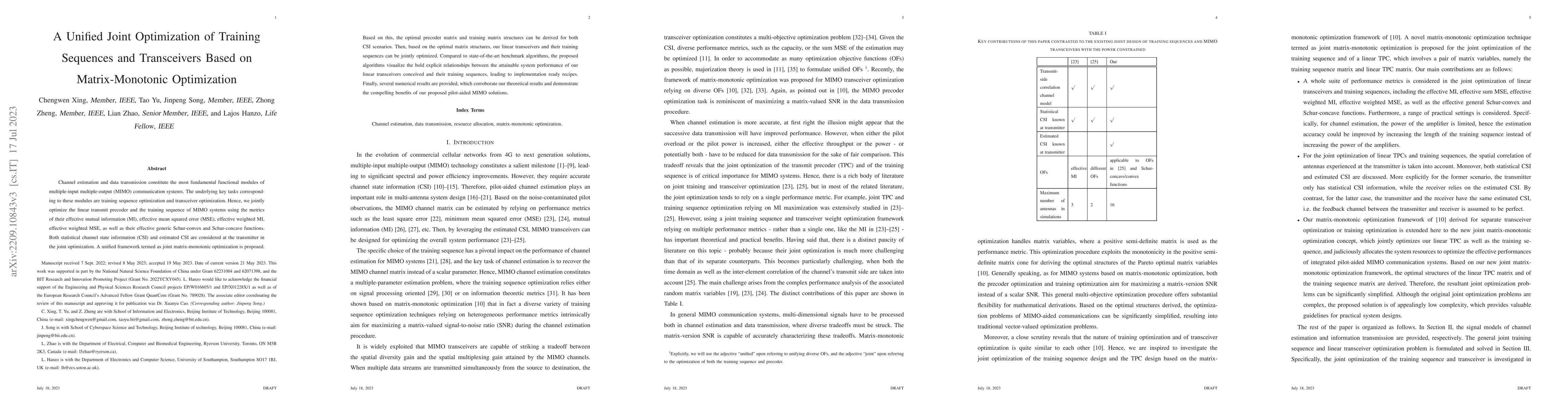 Thumbnail for A Unified Joint Optimization of Training Sequences and Transceivers
  Based on Matrix-Monotonic Optimization