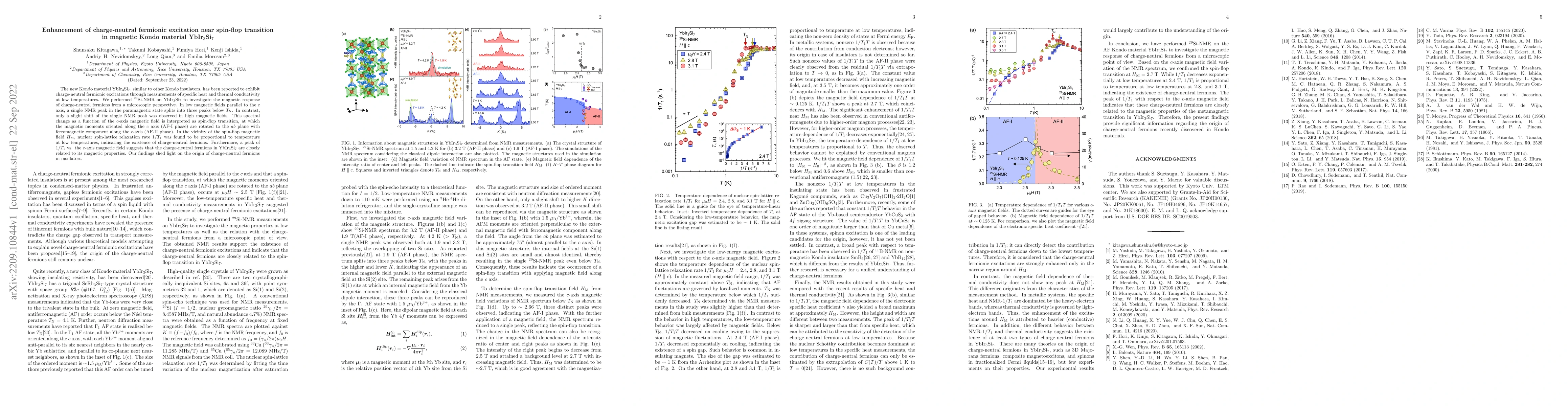 Thumbnail for Enhancement of charge-neutral fermionic excitation near spin-flop
  transition\\ in magnetic Kondo material YbIr$_3$Si$_7$