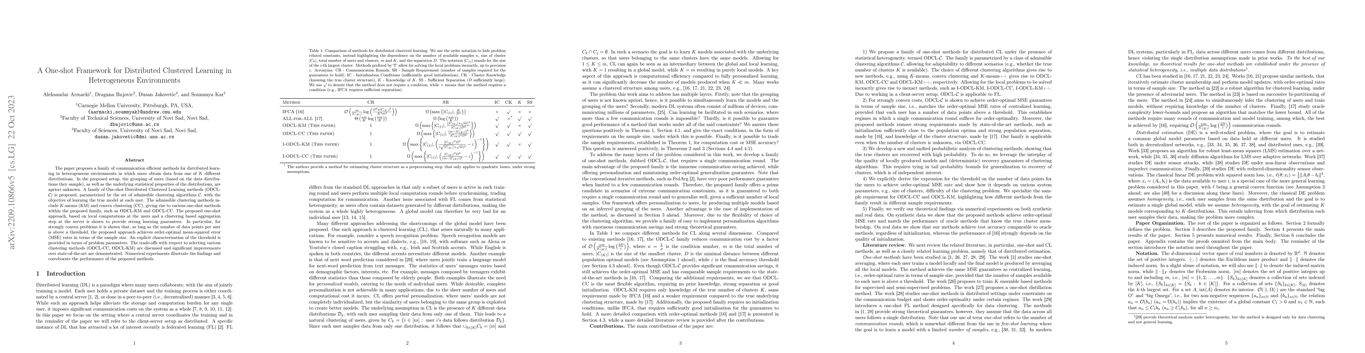 Thumbnail for A One-shot Framework for Distributed Clustered Learning in Heterogeneous
  Environments