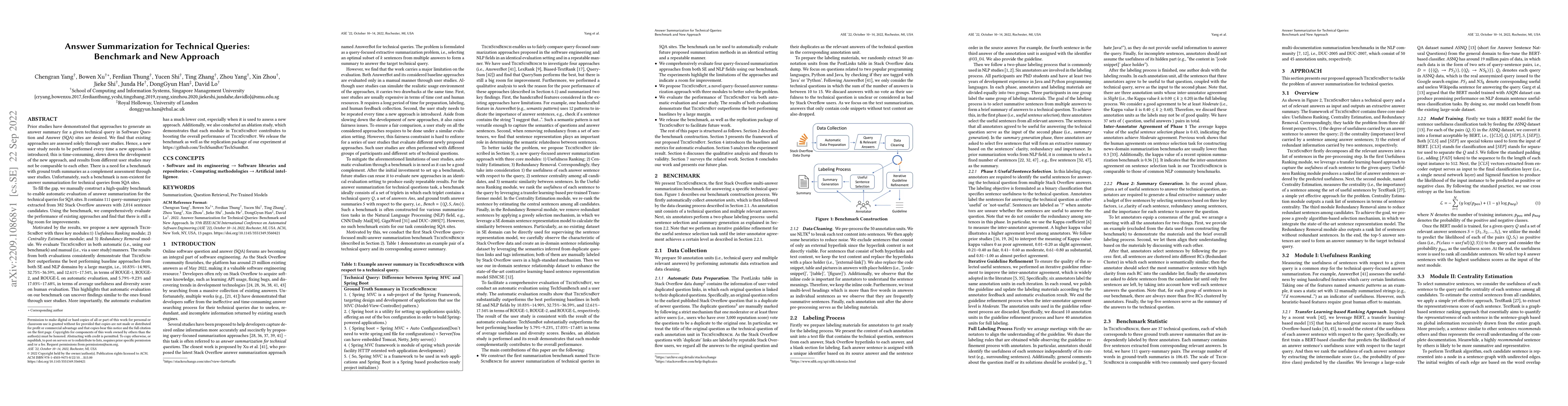 Thumbnail for Answer Summarization for Technical Queries: Benchmark and New Approach
