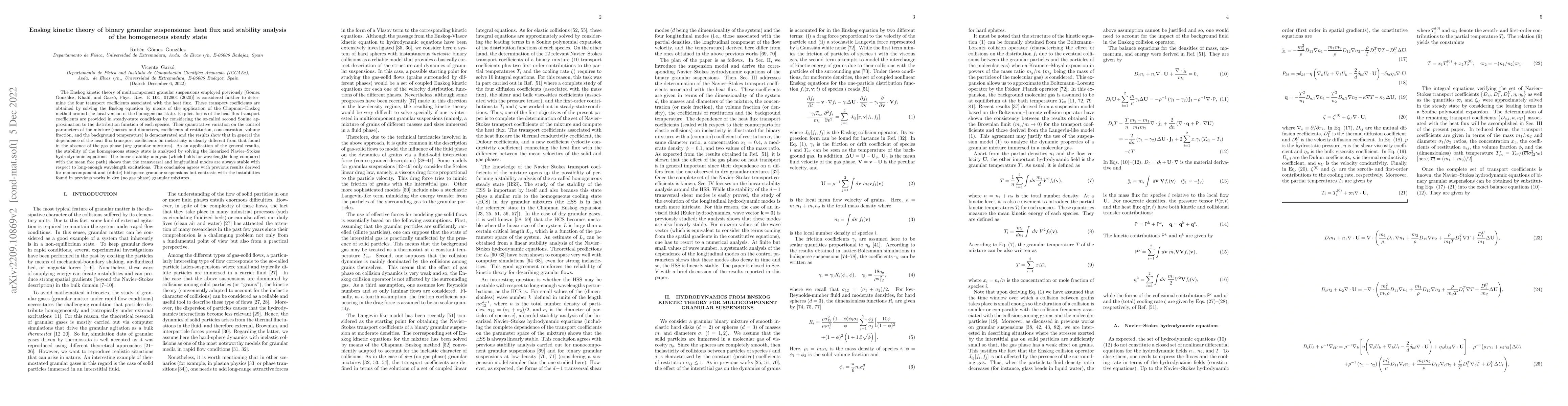 Thumbnail for Enskog kinetic theory of binary granular suspensions: heat flux and
  stability analysis of the homogeneous steady state