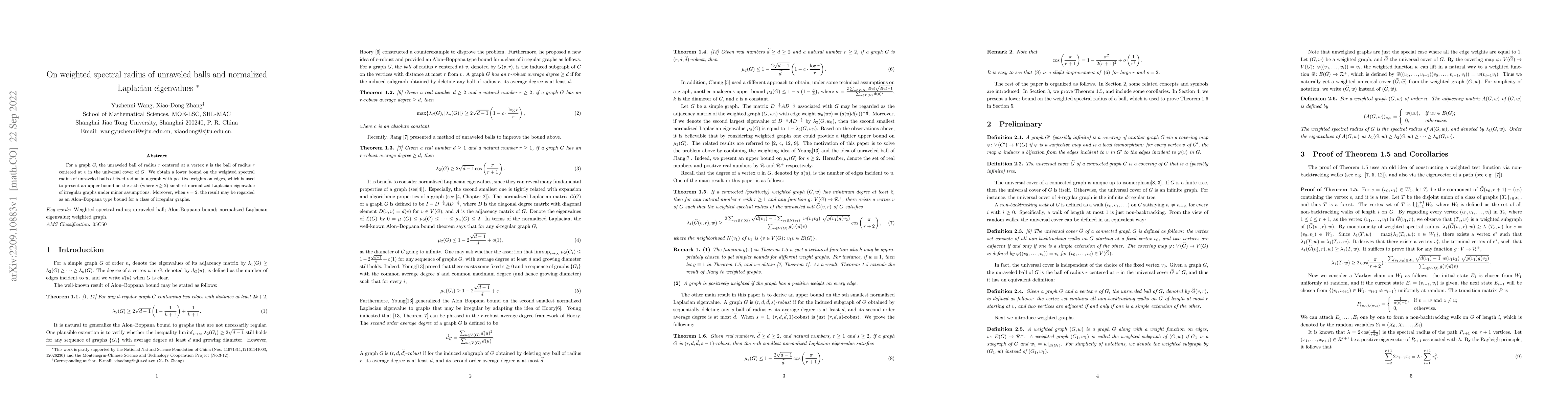 Thumbnail for On weighted spectral radius of unraveled balls and normalized Laplacian
  eigenvalues