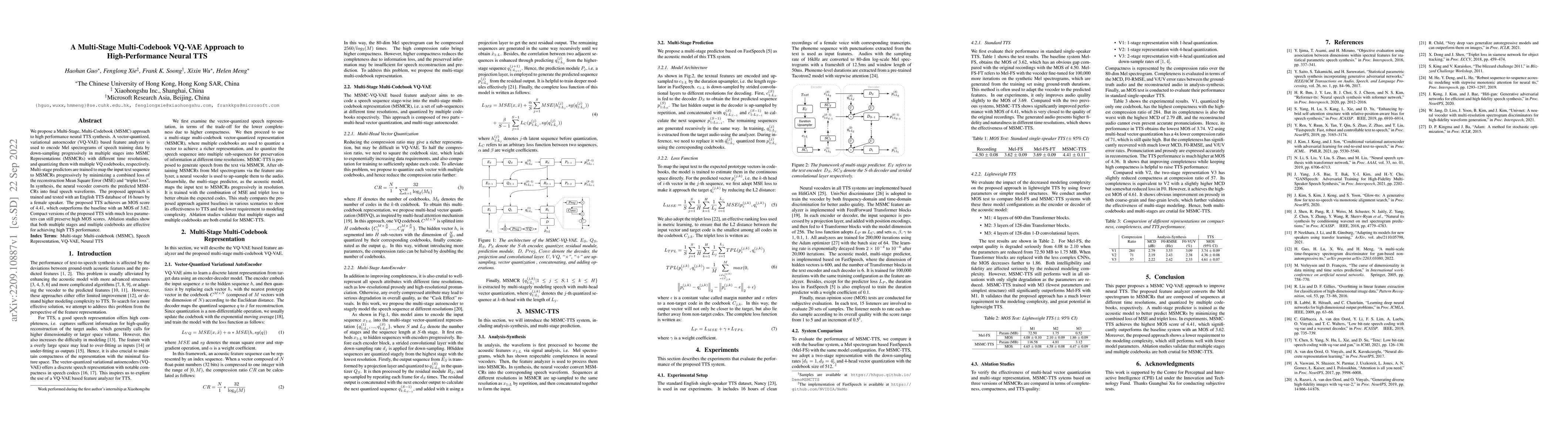 Thumbnail for A Multi-Stage Multi-Codebook VQ-VAE Approach to High-Performance Neural
  TTS