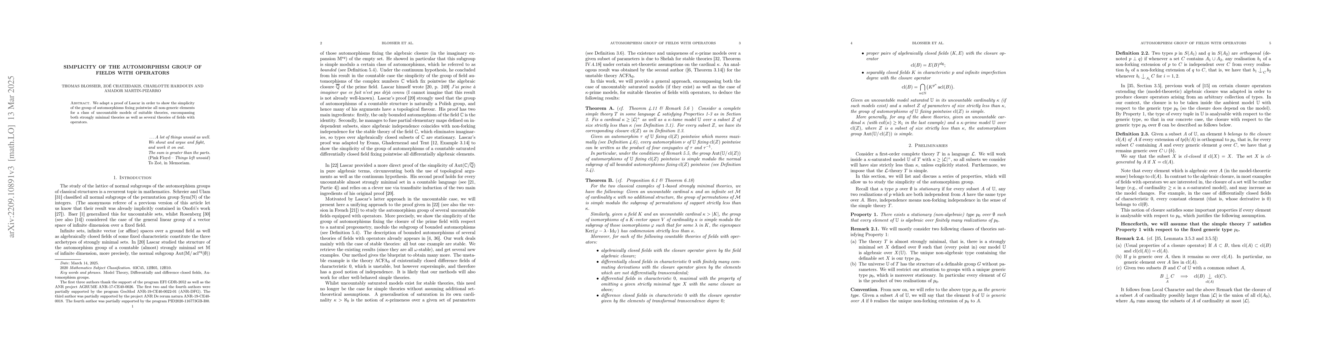 Thumbnail for Simplicity of the automorphism group of fields with operators