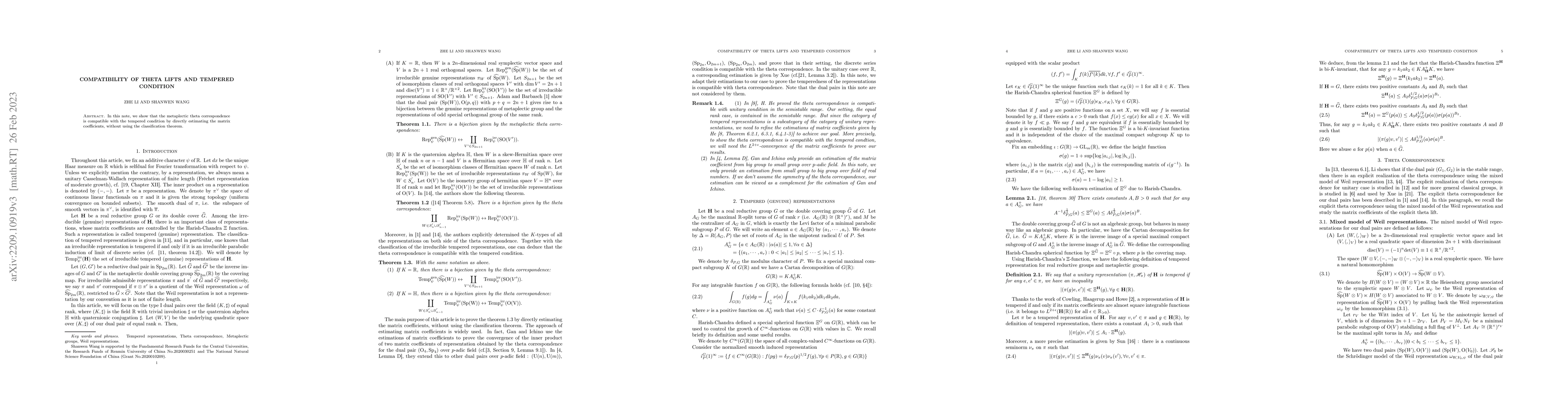 Thumbnail for Compatibility of theta lifts and tempered condition