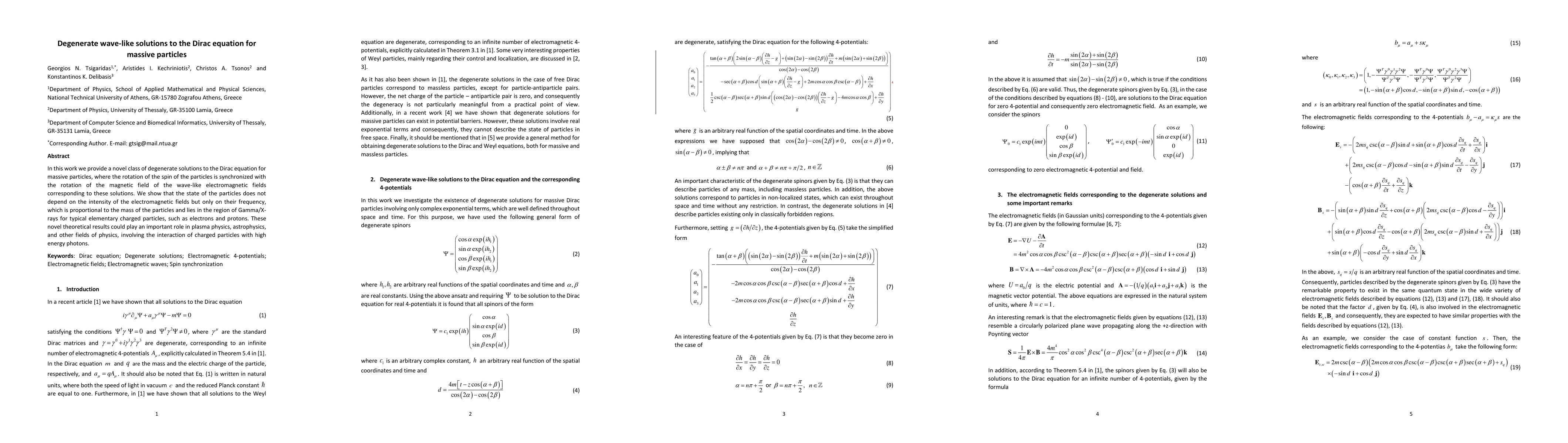 Thumbnail for Degenerate wave-like solutions to the Dirac equation for massive
  particles