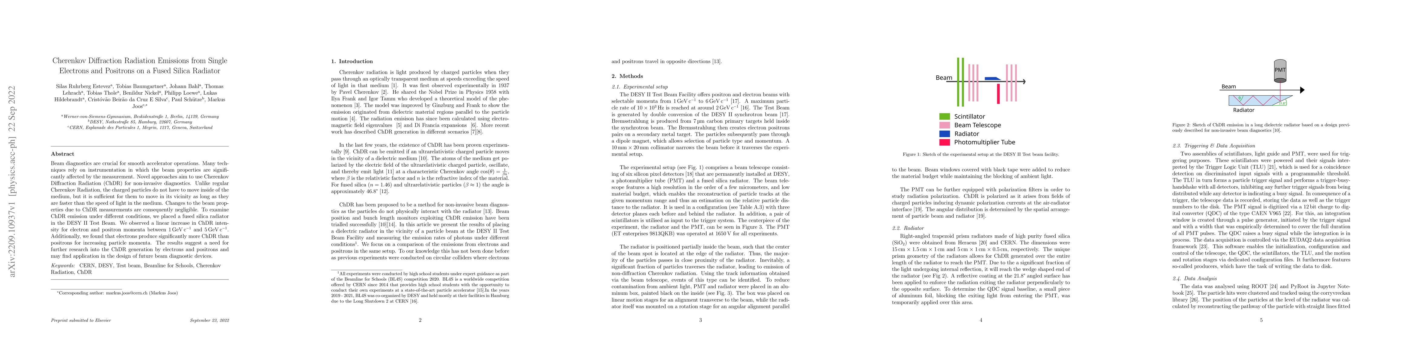 Thumbnail for Cherenkov Diffraction Radiation Emissions from Single Electrons and
  Positrons on a Fused Silica Radiator