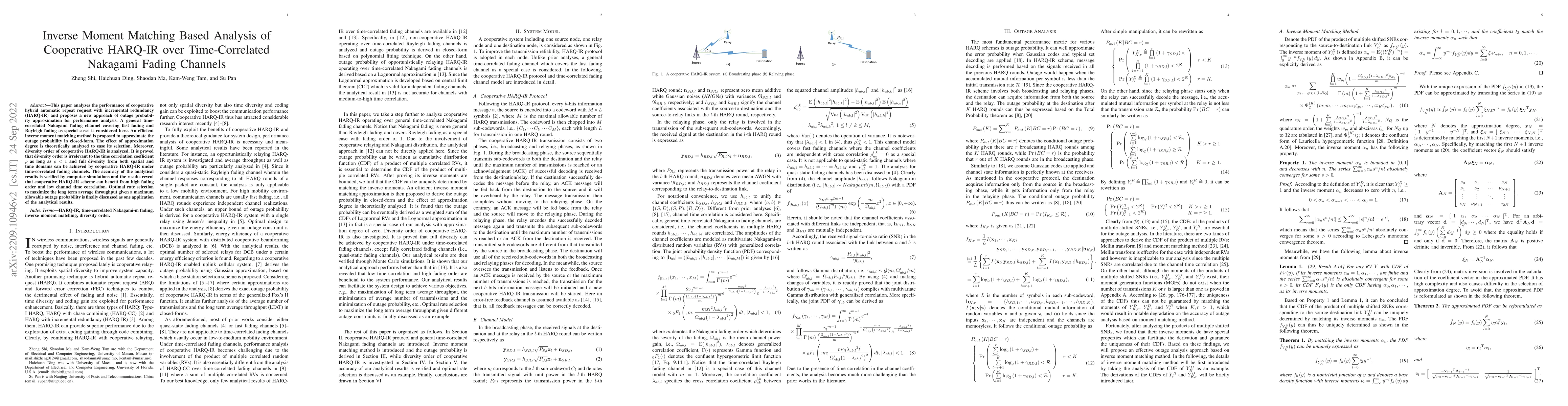 Thumbnail for Inverse Moment Matching Based Analysis of Cooperative HARQ-IR over
  Time-Correlated Nakagami Fading Channels
