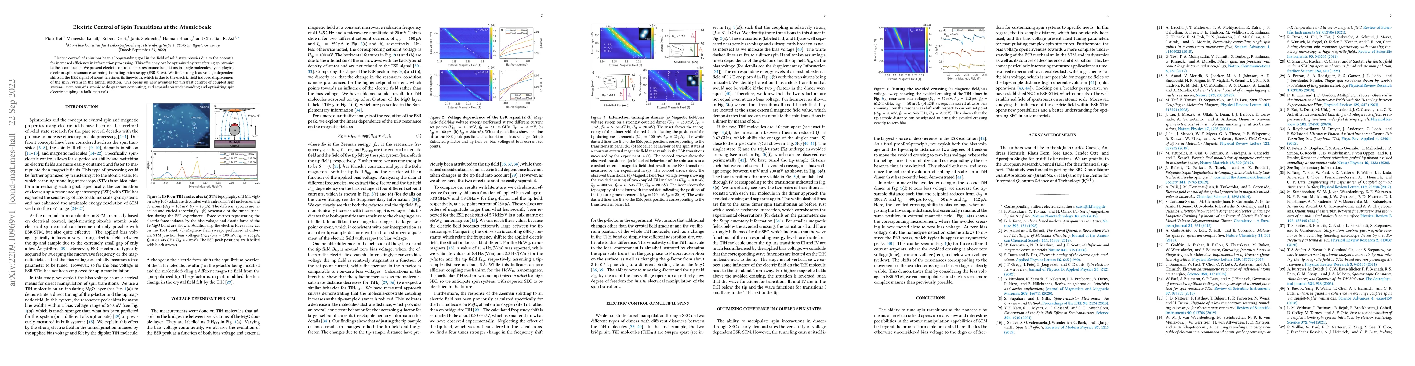 Thumbnail for Electric Control of Spin Transitions at the Atomic Scale