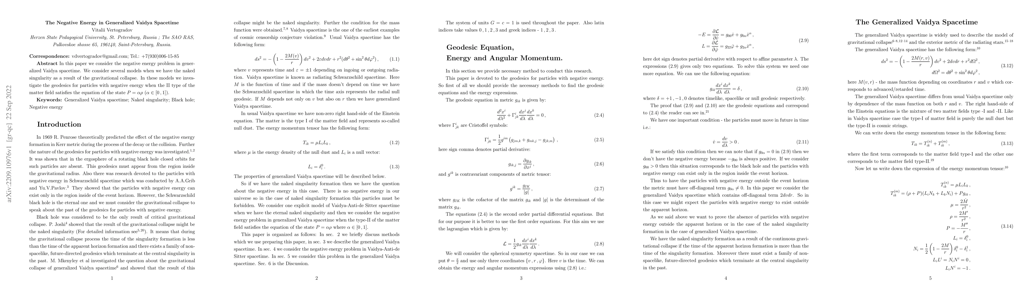 Thumbnail for The Negative Energy in Generalized Vaidya Spacetime