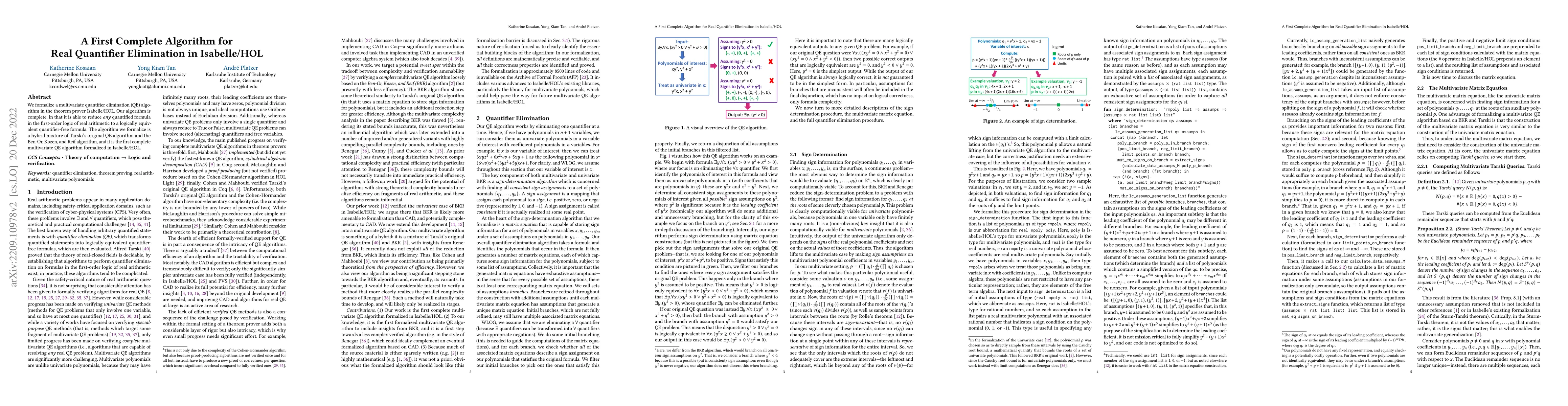 Thumbnail for A First Complete Algorithm for Real Quantifier Elimination in
  Isabelle/HOL