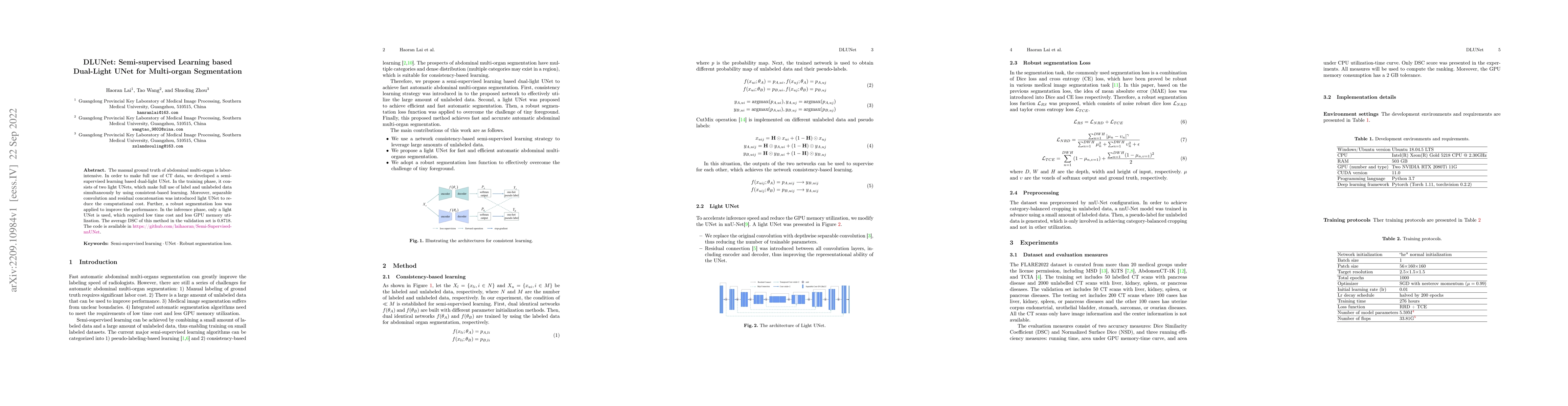 Thumbnail for DLUNet: Semi-supervised Learning based Dual-Light UNet for Multi-organ
  Segmentation