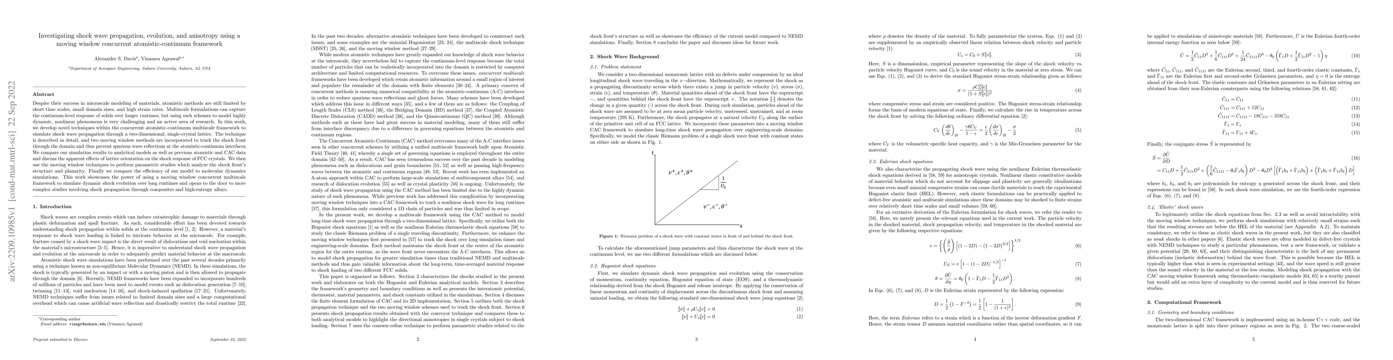 Thumbnail for Investigating shock wave propagation, evolution, and anisotropy using a
  moving window concurrent atomistic-continuum framework