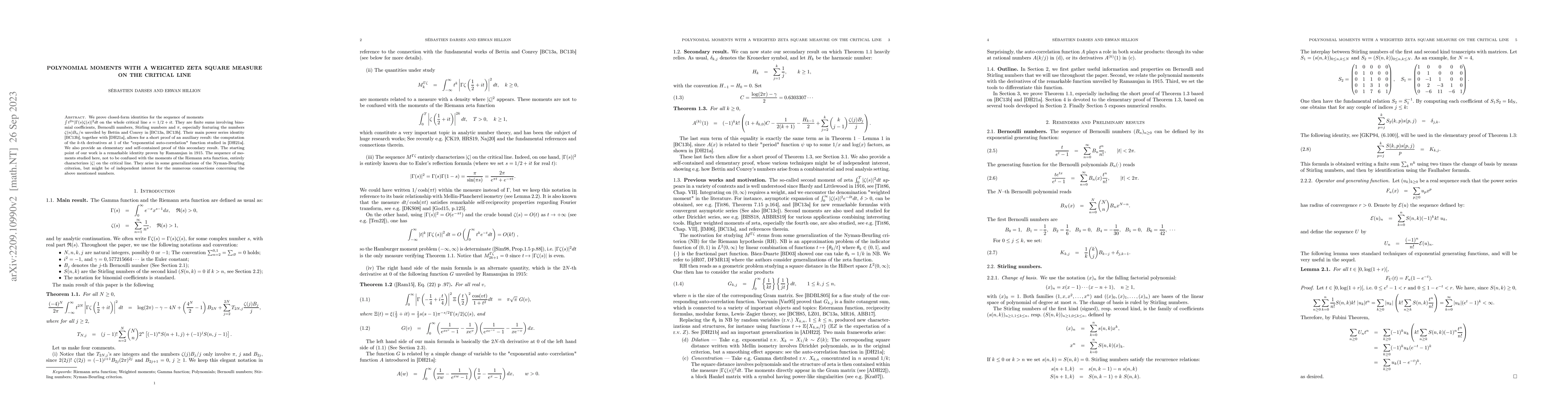 Thumbnail for Polynomial Moments with a weighted Zeta Square measure on the critical
  line