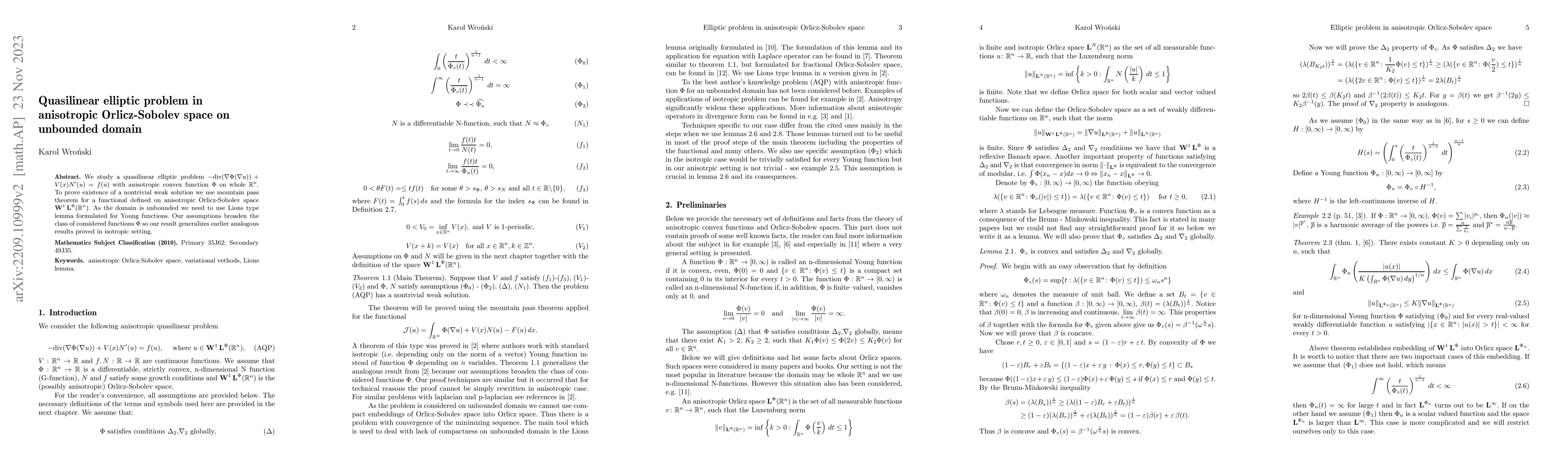 Thumbnail for Quasilinear elliptic problem in anisotrpic Orlicz-Sobolev space on
  unbounded domain