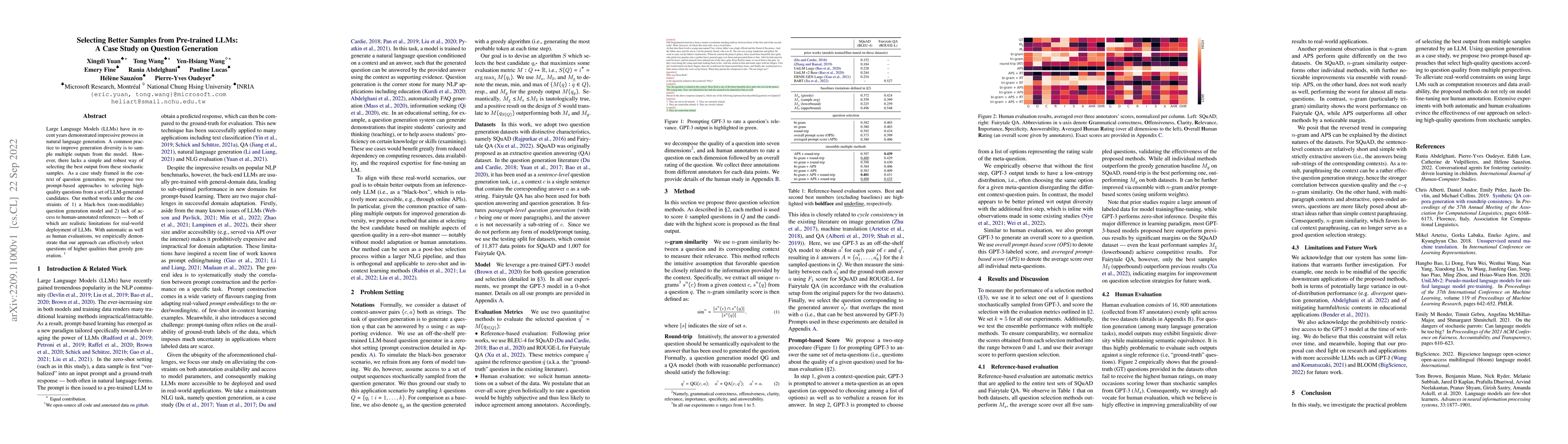 Thumbnail for Selecting Better Samples from Pre-trained LLMs: A Case Study on Question
  Generation