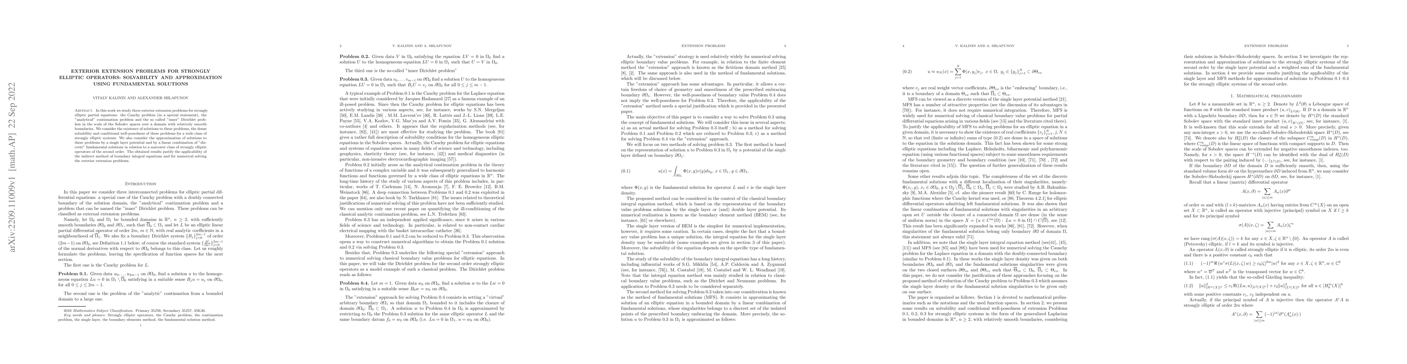 Thumbnail for Exterior extension problems for strongly elliptic operators: solvability
  and approximation using fundamental solutions