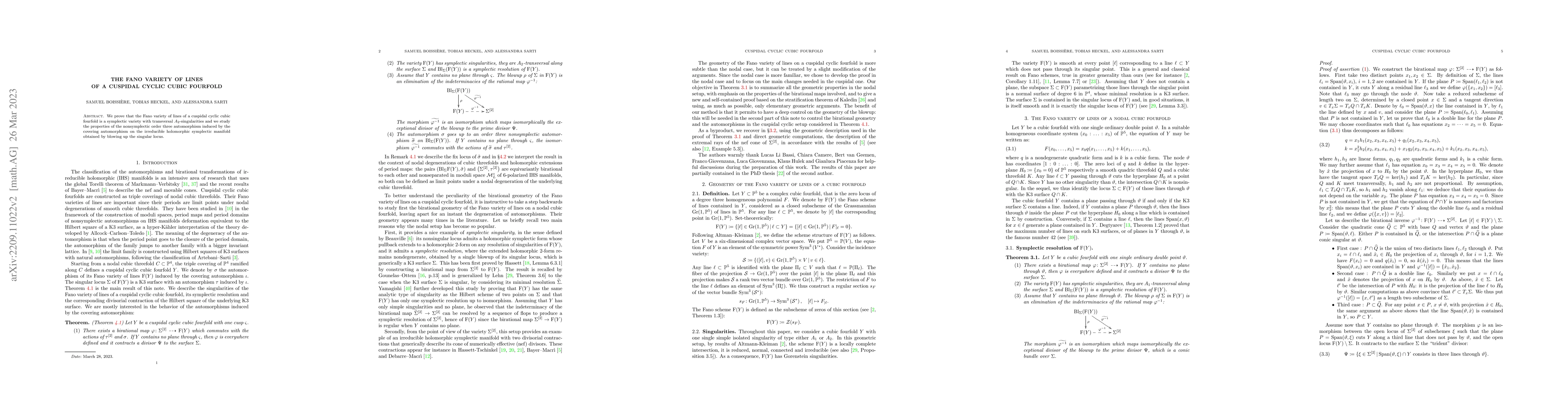 Thumbnail for The Fano variety of lines of a cuspidal cyclic cubic fourfold