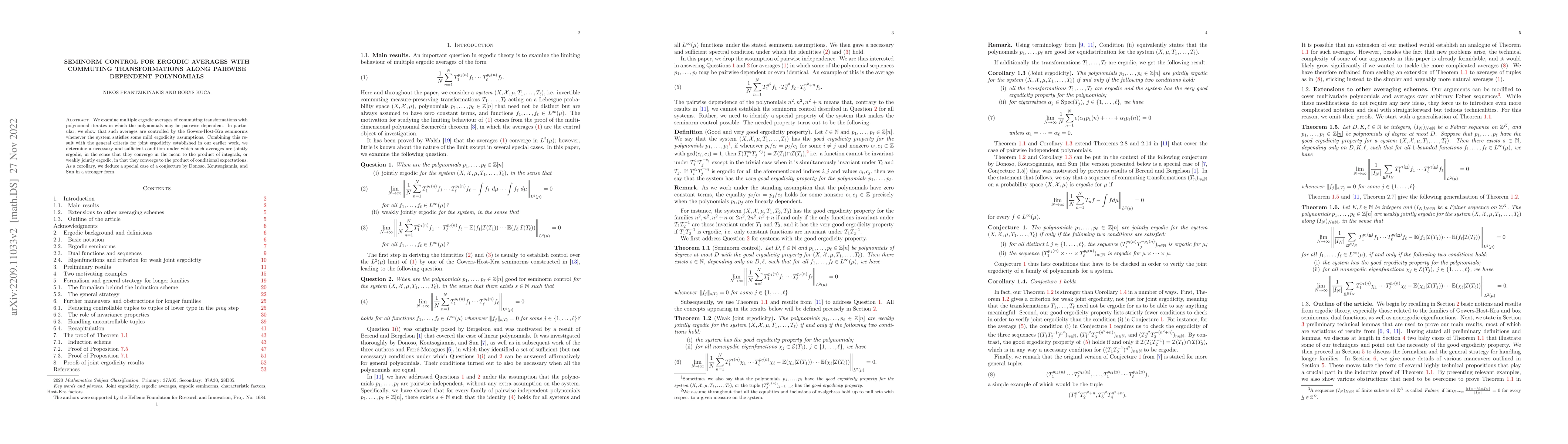 Thumbnail for Seminorm control for ergodic averages with commuting transformations and
  pairwise dependent polynomial iterates