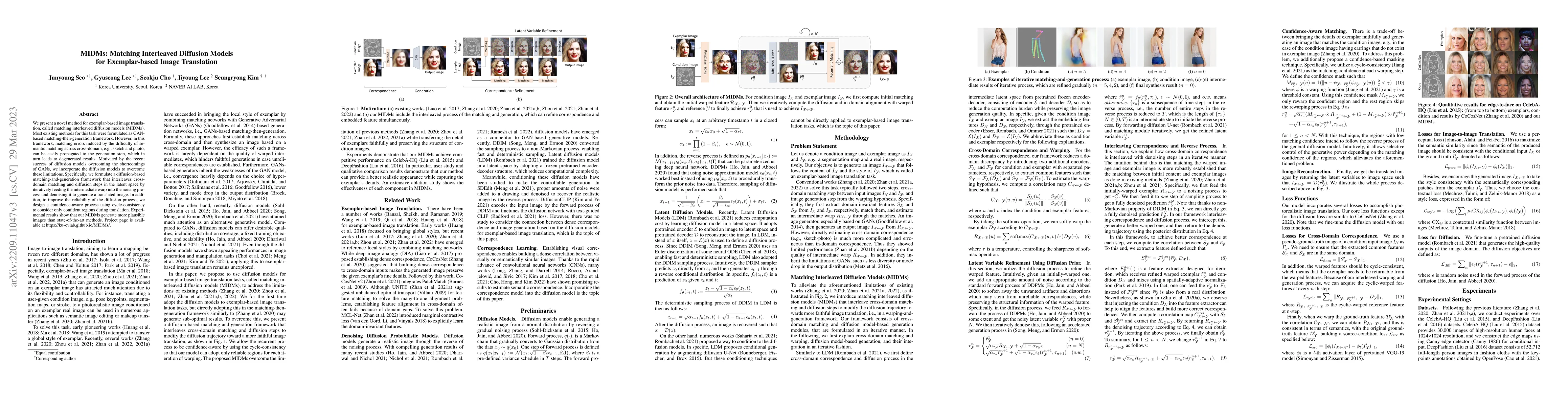 Thumbnail for MIDMs: Matching Interleaved Diffusion Models for Exemplar-based Image
  Translation
