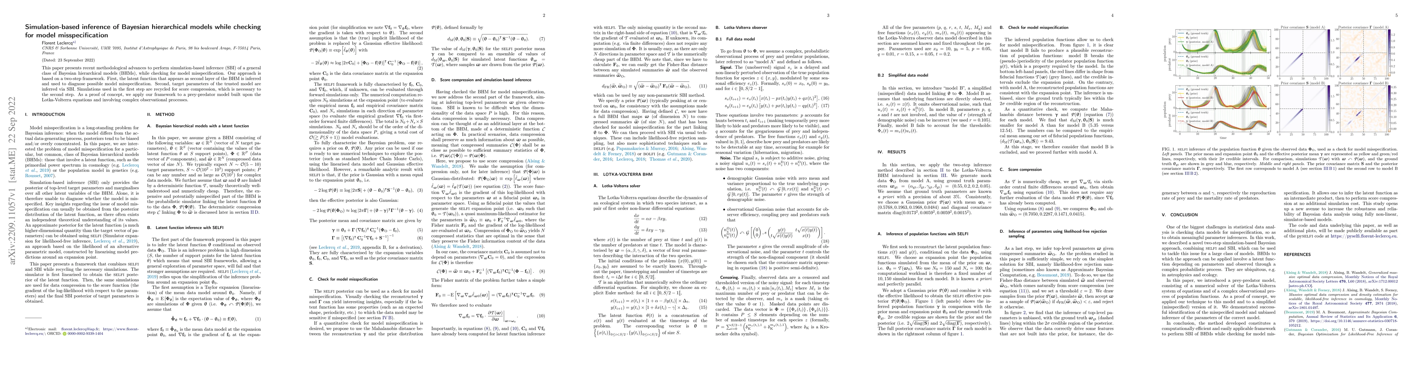 Thumbnail for Simulation-based inference of Bayesian hierarchical models while
  checking for model misspecification