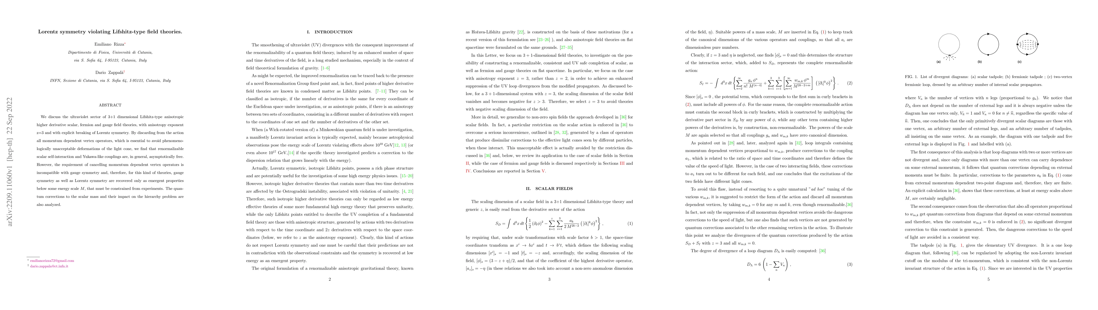 Thumbnail for Lorentz symmetry violating Lifshitz-type field theories