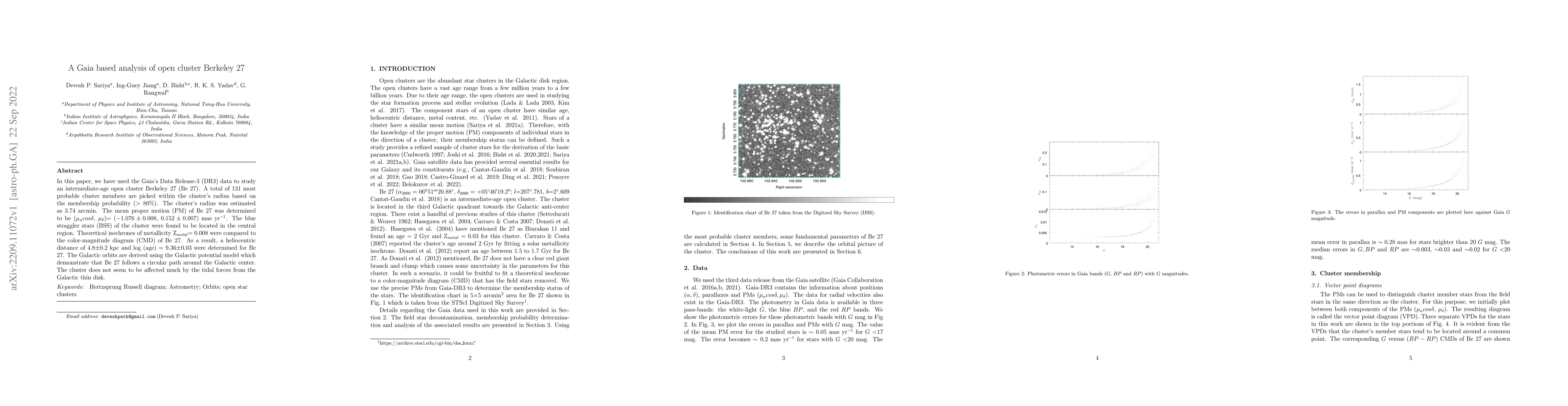 Thumbnail for A Gaia based analysis of open cluster Berkeley 27
