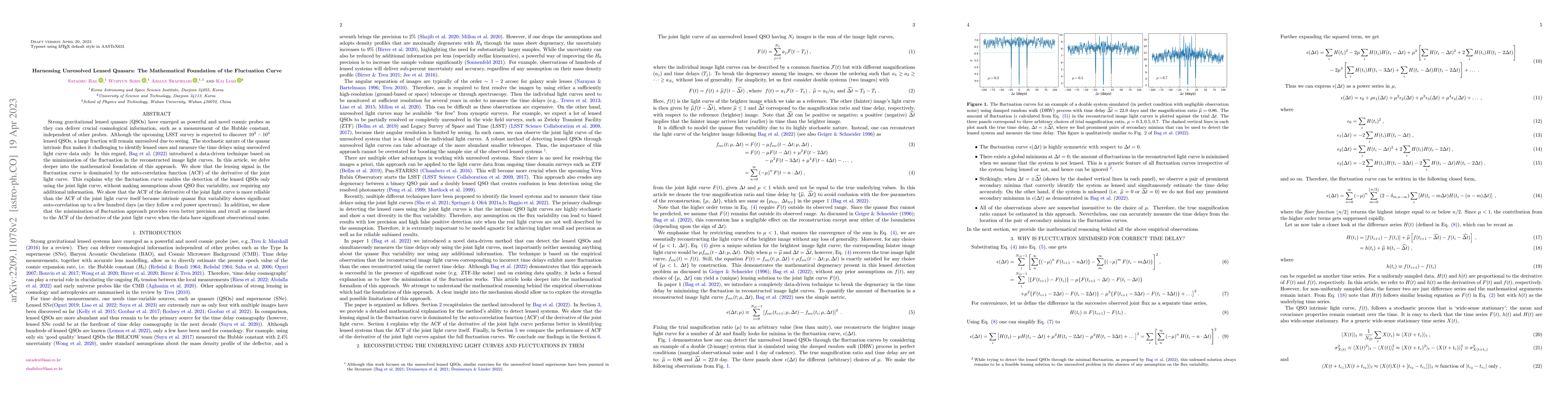 Thumbnail for Harnessing Unresolved Lensed Quasars: The Mathematical Foundation of the
  Fluctuation Curve