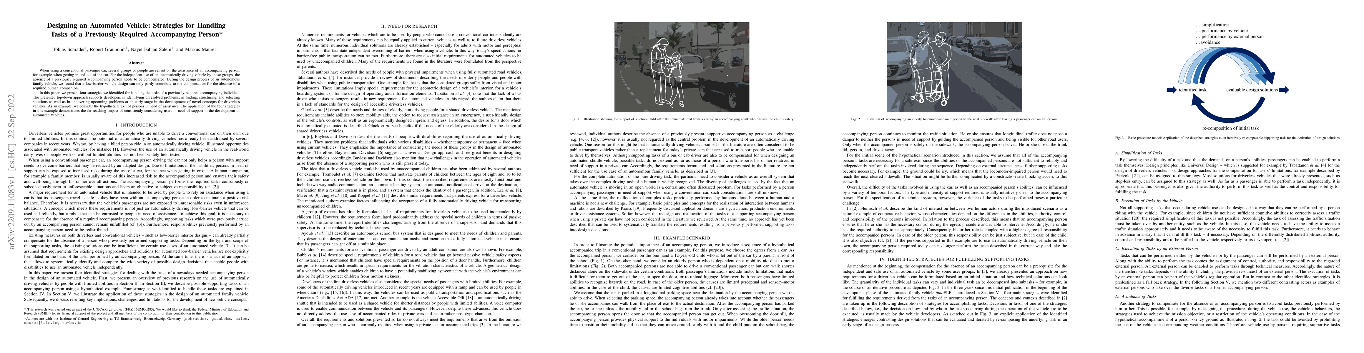 Thumbnail for Designing an Automated Vehicle: Strategies for Handling Tasks of a
  Previously Required Accompanying Person