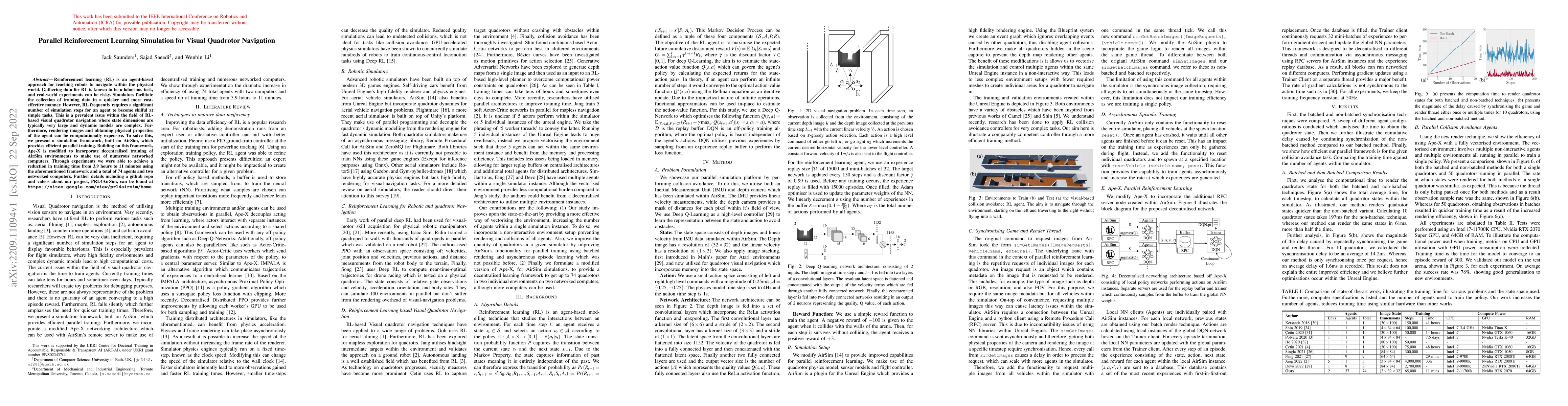 Thumbnail for Parallel Reinforcement Learning Simulation for Visual Quadrotor
  Navigation