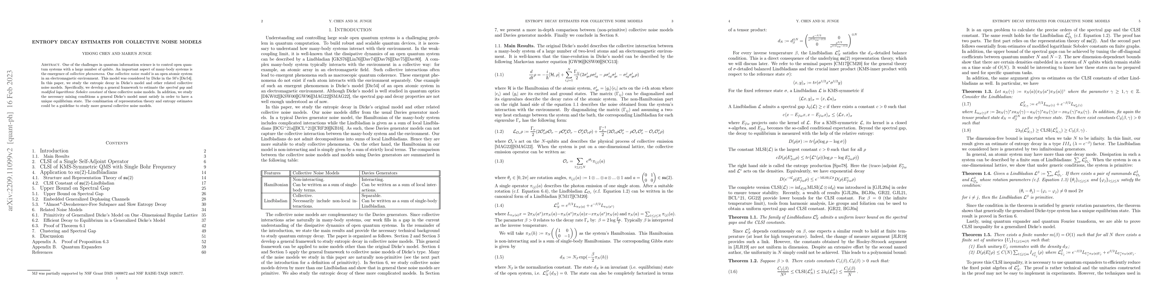 Thumbnail for Entropy Decay Estimates For Collective Noise Models