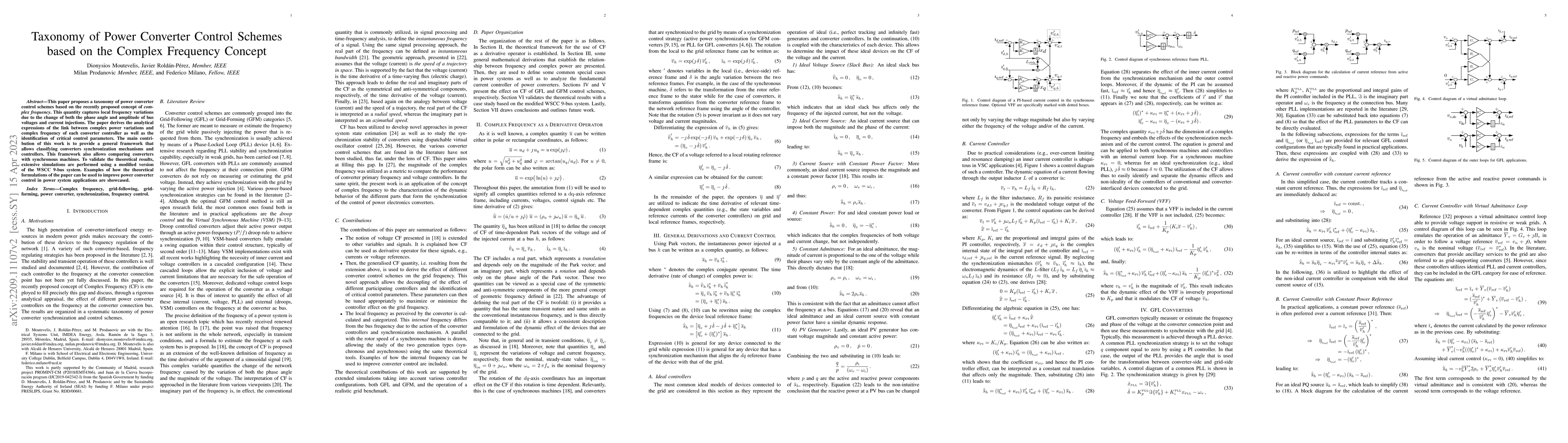 Thumbnail for Taxonomy of Power Converter Control Schemes based on the Complex
  Frequency Concept