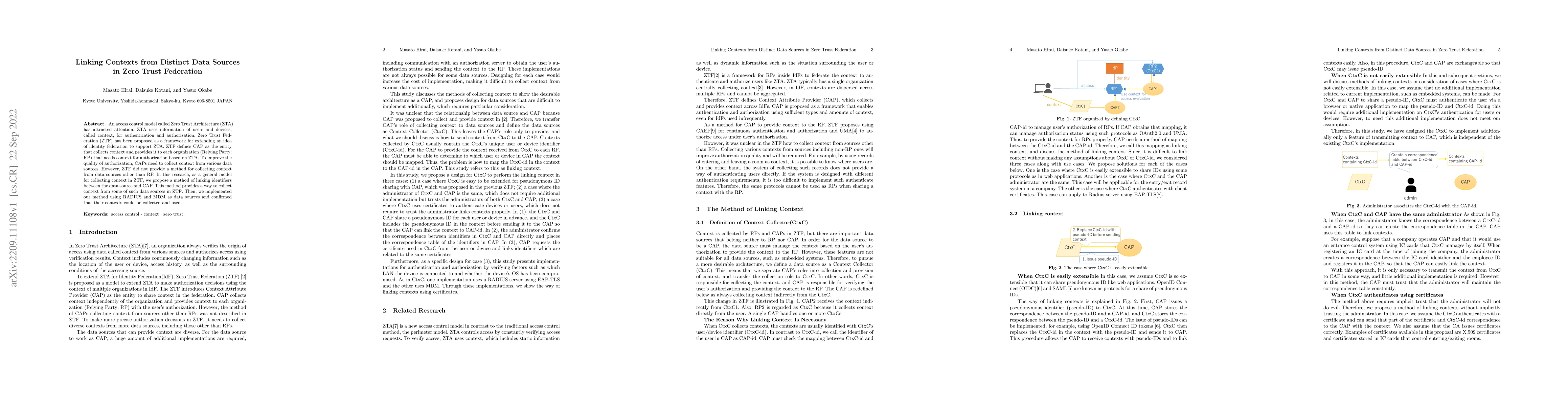 Thumbnail for Linking Contexts from Distinct Data Sources in Zero Trust Federation